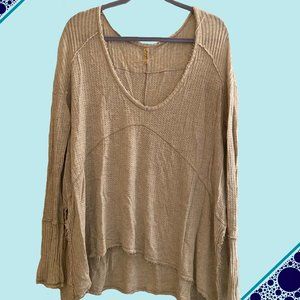 Free People Muted Blue Waffle Shirt